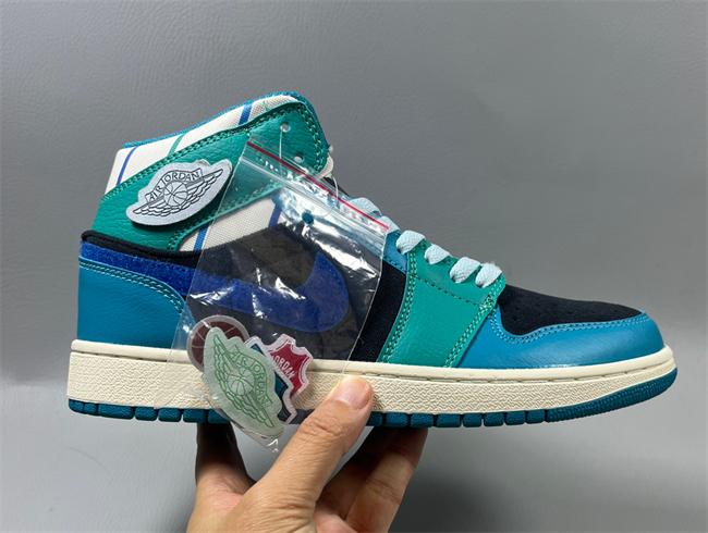 Women Running Weapon Air Jordan 1 Black/Blue/Aqua Shoes 522